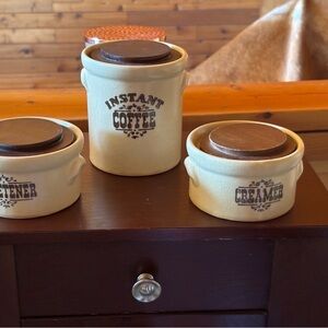 Pfaltzgraff Cream and Brown Kitchen Canisters